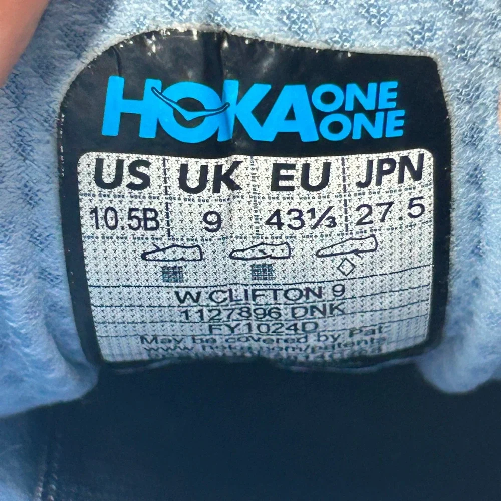 Hoka One One Clifton 9 Womens Size 10.5 Blue Pink Running Shoes Cushion Comfort